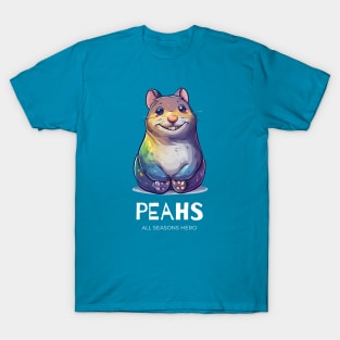 Funny outfit for optimists, capybara, gift "PEAHS" T-Shirt